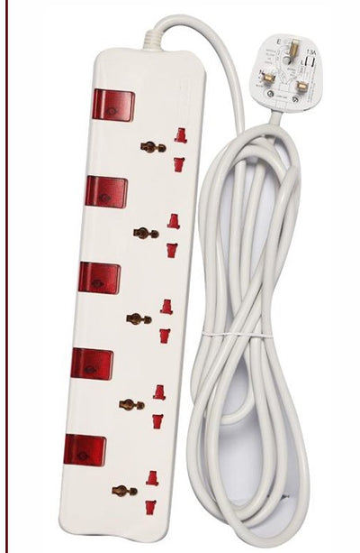 Clopal 5 Way Extension Socket with Each Socket Fuse Protection